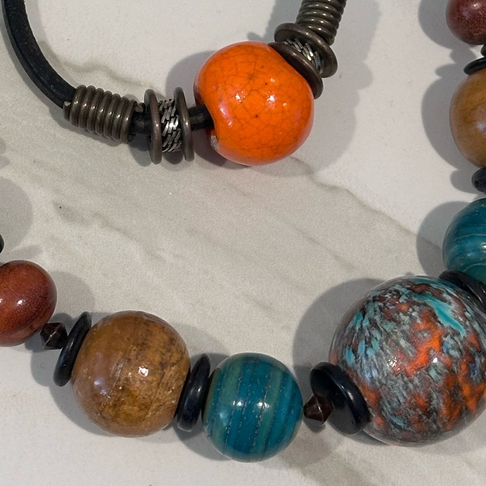 Colorful Vintage Jewelry Set - Bold Necklace and Bracelet - Picture 11 of 12
